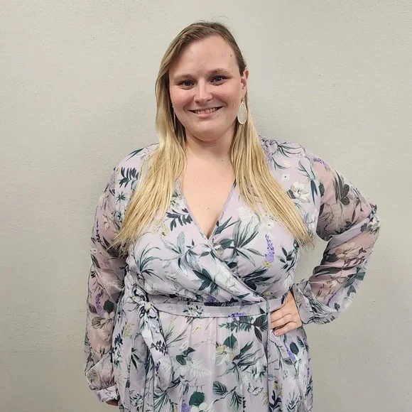 Ivy City Lavender Fields Floral Maxi Dress - Size 3X - Picture 3 of 7